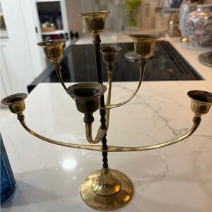Vintage Brass 5-Arm Candelabra -brass